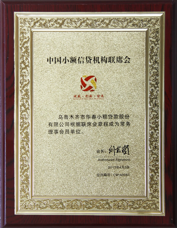 中国小额信贷机构联席会常务理事会员单位